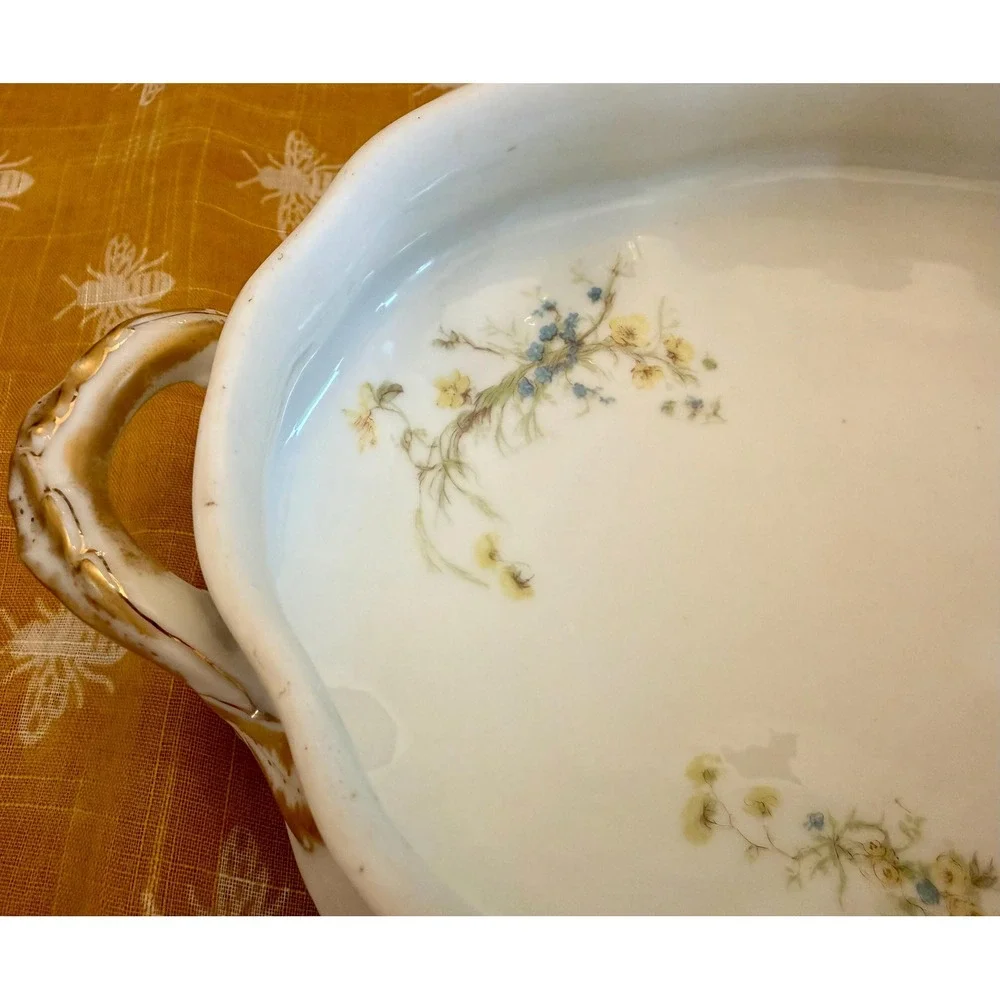 Antique Haviland Limoges Tureen Yellow Buttercups Blue Forget-Me-Nots